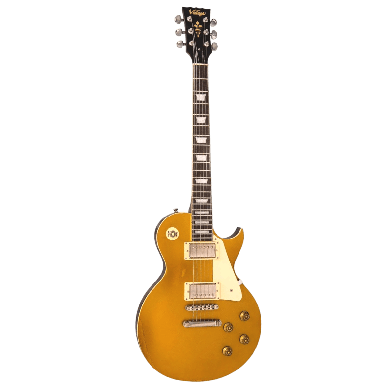 VINTAGE V100GT CHROME HW GOLD GITAR ELEKTRIK LES PAUL
