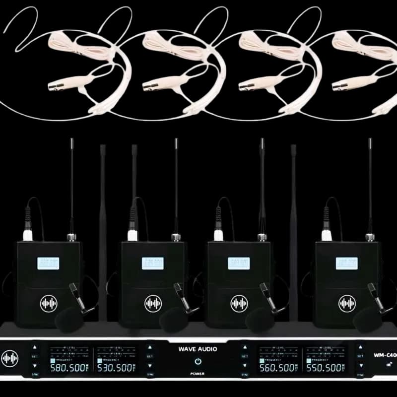 WAVE AUDIO WM C400 4-CHANNEL WIRELESS CLIP-ON MICROPHONE SYSTEM