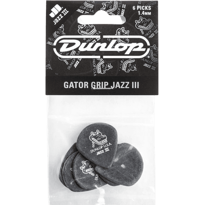 JIM DUNLOP 571P1.4 GATOR GRIP JAZZ III 1.4MM PICK GITAR 6PCS