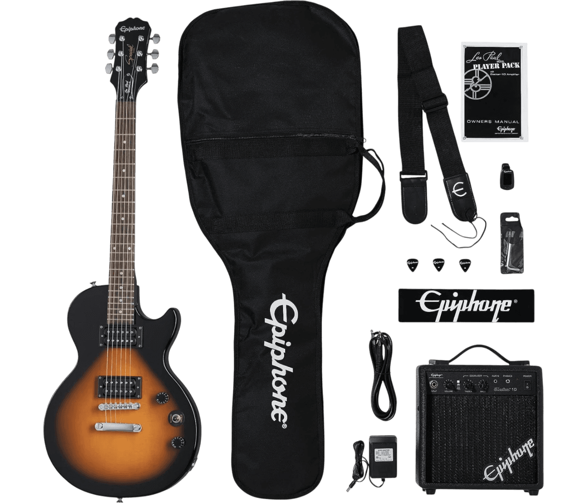 EPIPHONE PPEG-EGL1VSCH1 PLAYER PACK VINTAGE SUNBURST GITAR ELEKTRIK