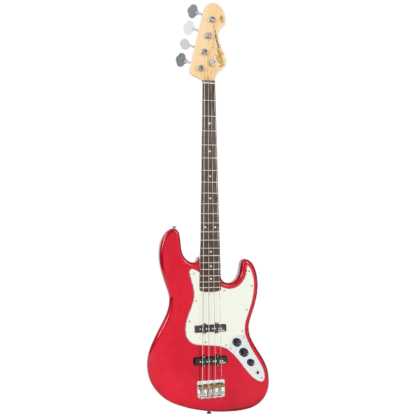 VINTAGE VJ74CAR REISSUED SUNSET CANDY APPLE RED JAZZ BASS ELEKTRIK 4 STRINGS