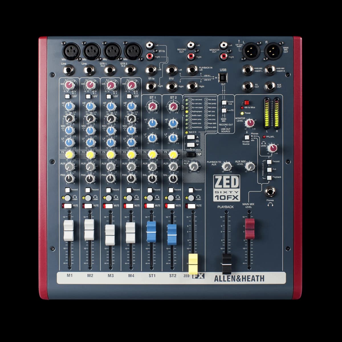 ALLEN AND HEATH ZED60 10FX 6-CHANNEL MIXER WITH USB AUDIO INTERFACE AND FX