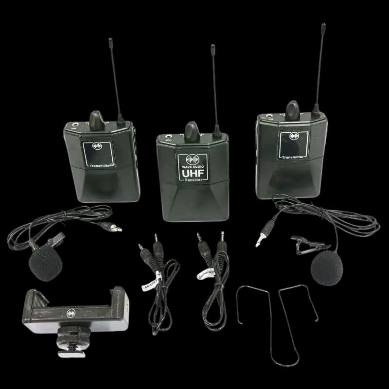 WAVE AUDIO WM LV2 2-CHANNEL WIRELESS INTERVIEW LAVALIER MICROPHONE SYSTEM