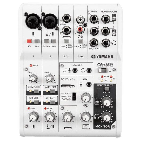 YAMAHA AG06 6-CHANNEL MIXER AND USB AUDIO INTERFACE