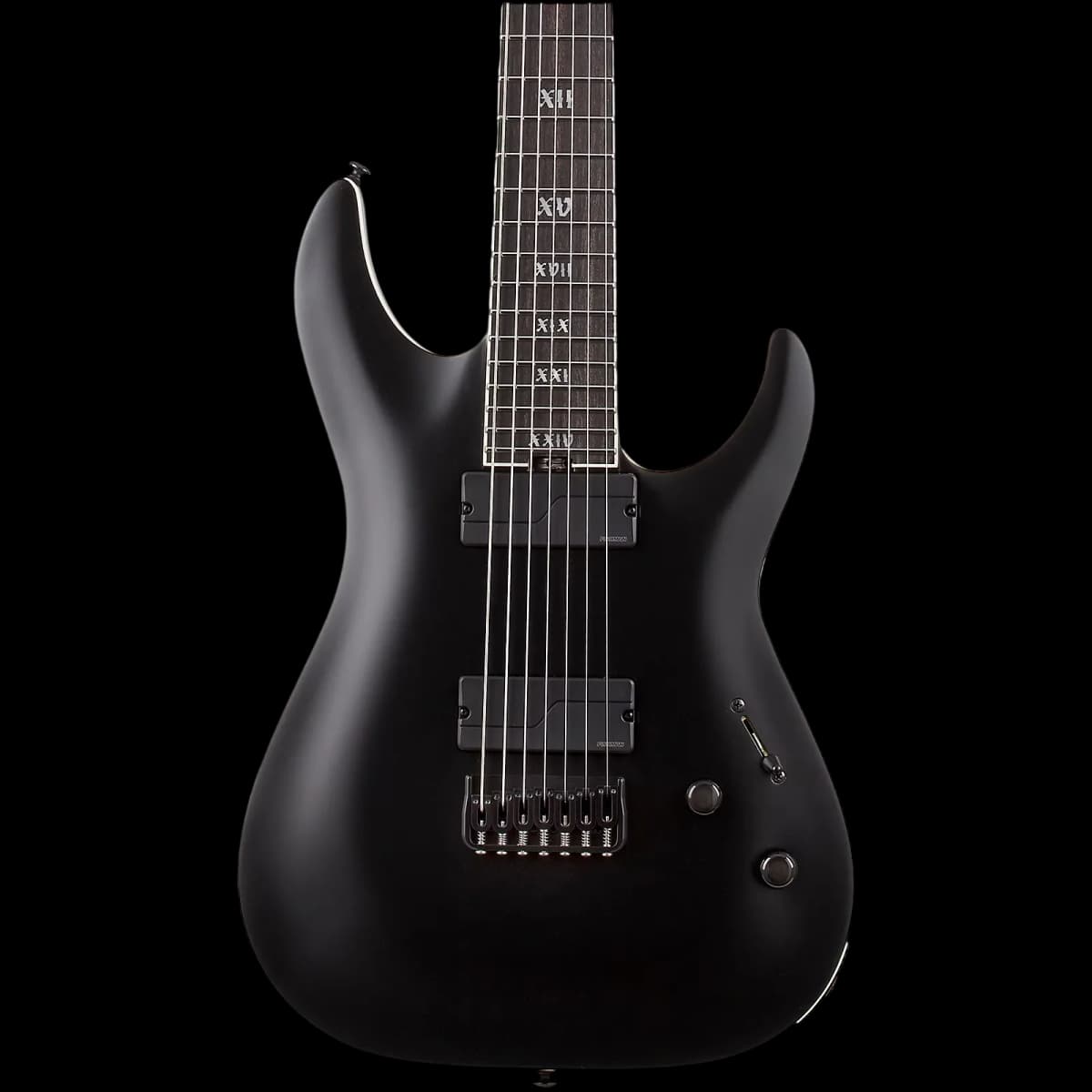 SCHECTER C7 SLS ELITE EVIL TWIN SBK SATIN BLACK ELECTRIC GUITAR