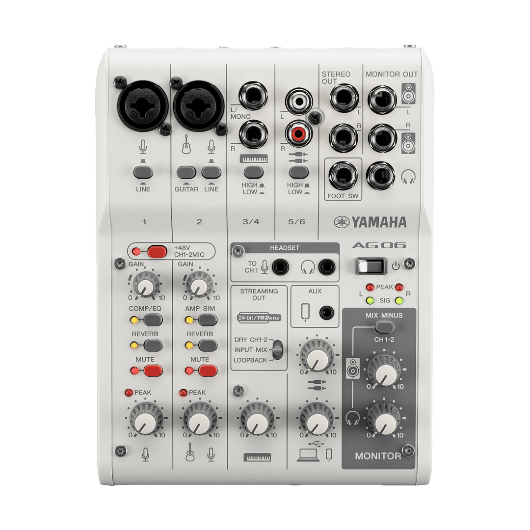 YAMAHA AG06 MKII WHITE 6-CHANNEL ANALOG MIXER AND USB AUDIO INTERFACE