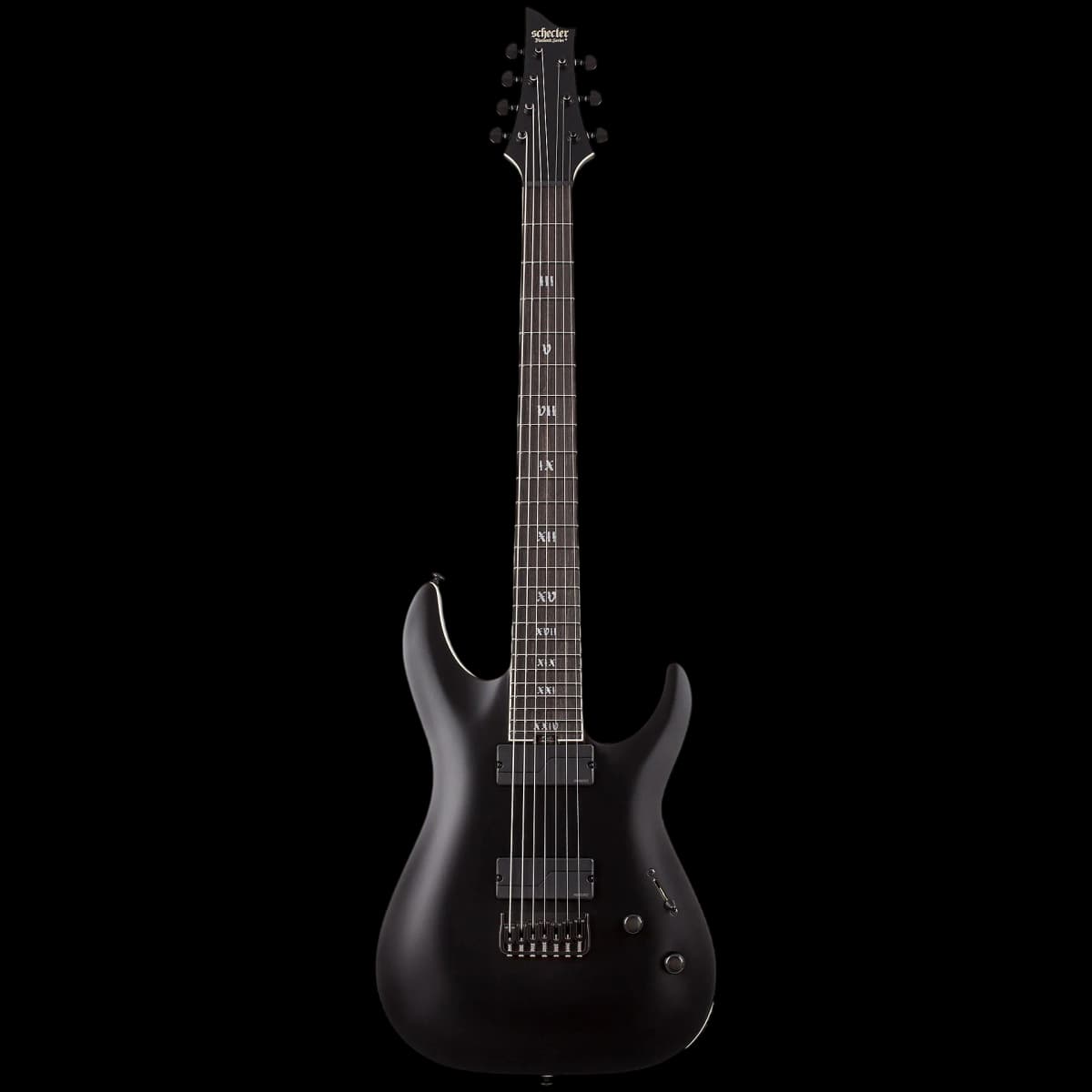SCHECTER C7 SLS ELITE EVIL TWIN SBK SATIN BLACK ELECTRIC GUITAR