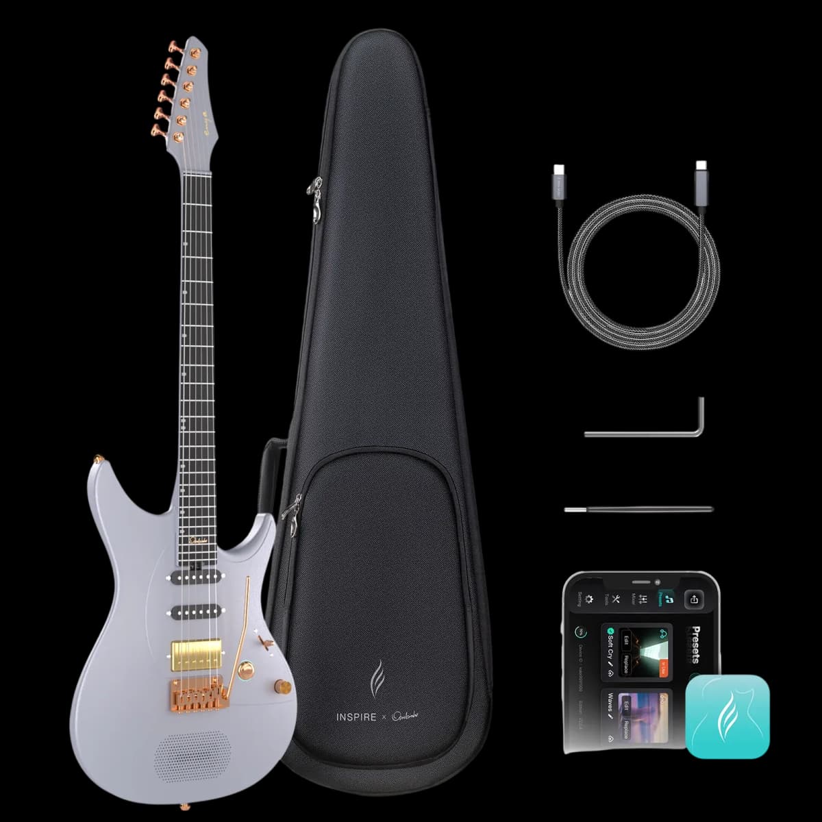 ENYA INSPIRE OZIEL SIGNATURE MIDNIGHT GRAY SMART ELECTRIC GUITAR